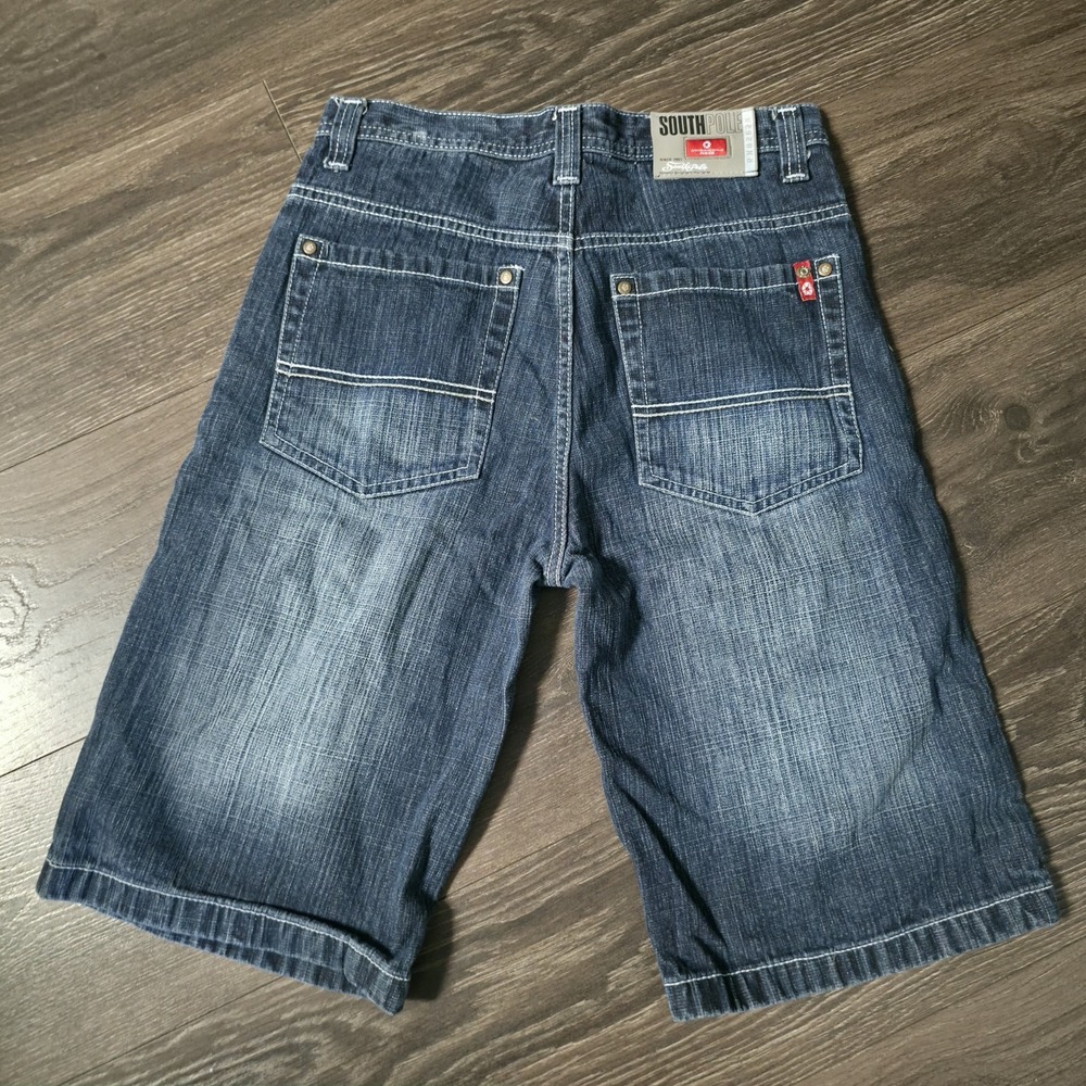 Vintage Y2K Youth South Pole Shorts Blue Denim Baggy Wide Leg Skater Boys 16
